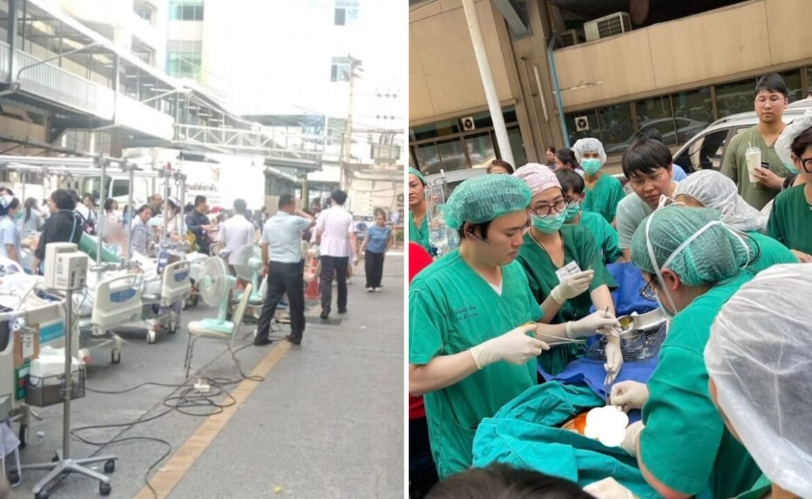 భూకంప భయానక మధ్య బ్యాంకాక్ స్ట్రీట్ నిమిషాల్లో వైద్యులు బిడ్డను పంపిణీ చేస్తారు
