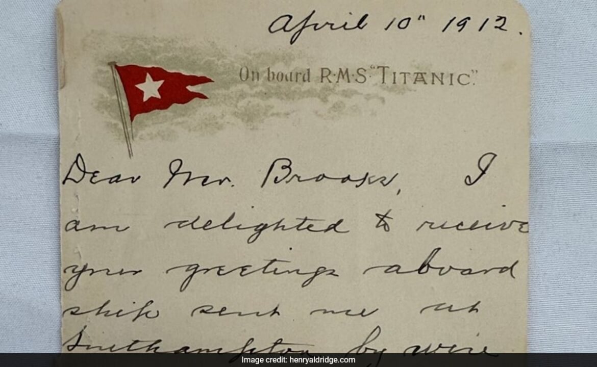 టైటానిక్ సర్వైవర్ లేఖ UK లో వేలంలో 3,00,00,000 రూపాయలకు పైగా అమ్ముడైంది
