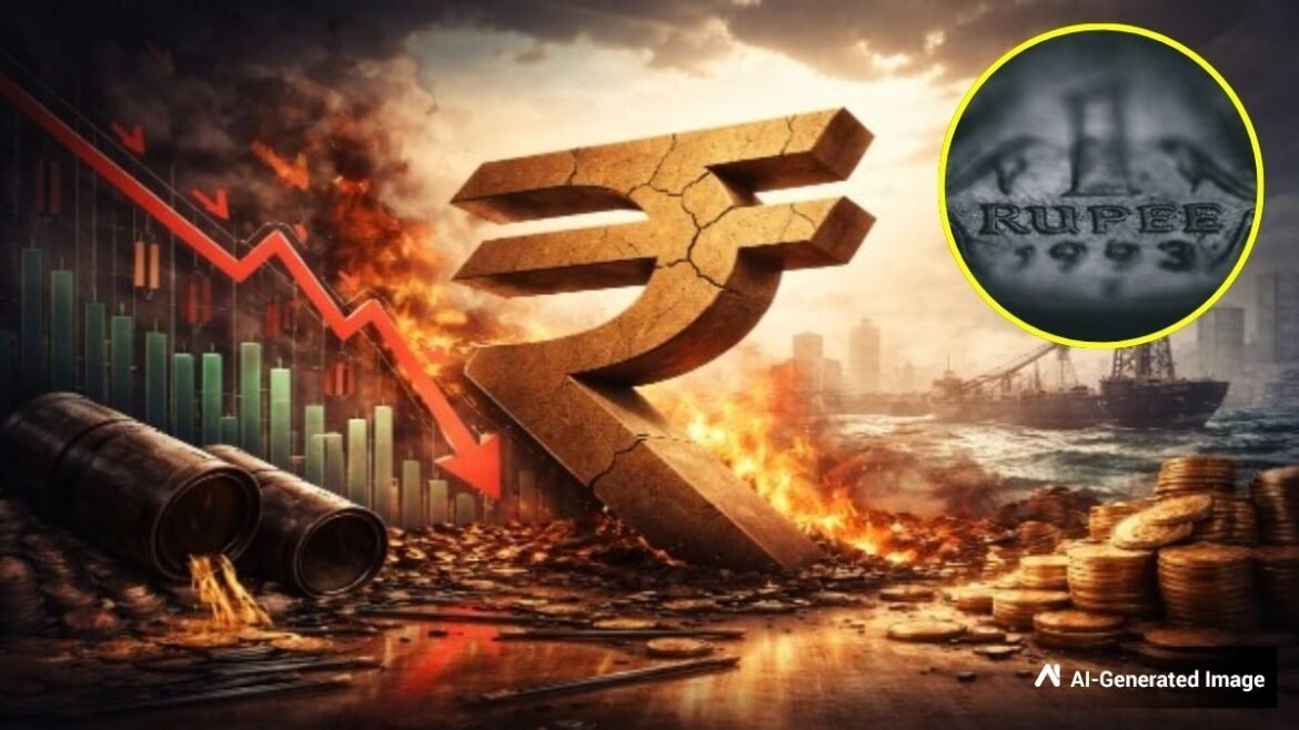 రూపాయి పని అయిపోయిందా? చరిత్ర చూడని పతనం! | విఫలమైన శాంతి చర్చలు మరియు గ్లోబల్ ఆయిల్ సప్లై భయాల కారణంగా భారత రూపాయి డాలర్‌కు 93.28 వద్ద రికార్డు స్థాయికి చేరుకుంది.
