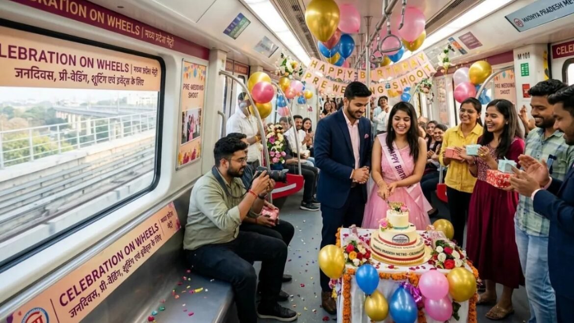 మెట్రోలో ఫోటో షూట్స్.. సెలబ్రేషన్ ఆన్ వీల్స్.. ఎక్కడంటే! | మధ్యప్రదేశ్ మెట్రో ఆదాయం పొందడానికి ఫోటో షూట్‌ల కోసం 'సెలబ్రేషన్ ఆన్ వీల్స్' చొరవను ప్రవేశపెట్టింది
