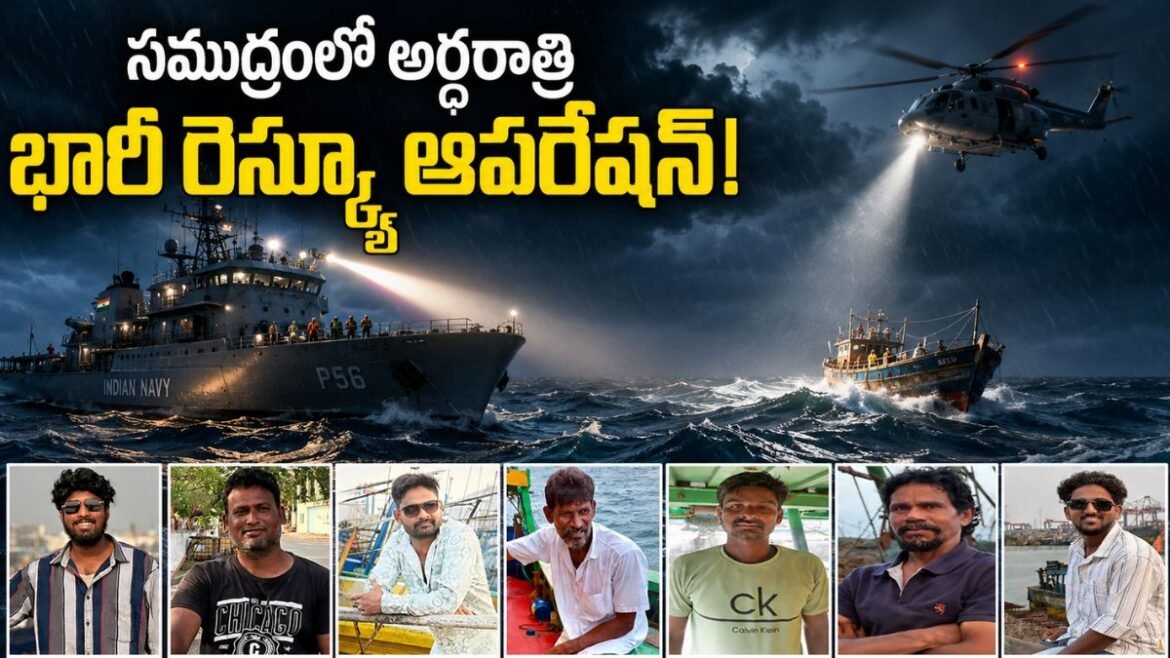నడి సముద్రంలో ఏడుగురు జాలర్లు గల్లంతు.. అల్పపీడన గండం! | వైజాగ్‌లో తీవ్ర ఉద్రిక్తత: బంగాళాఖాతంలో చిక్కుకుపోయిన మత్స్యకారులను రక్షించేందుకు నేవీ హెలికాప్టర్లు రంగంలోకి దిగాయి.
