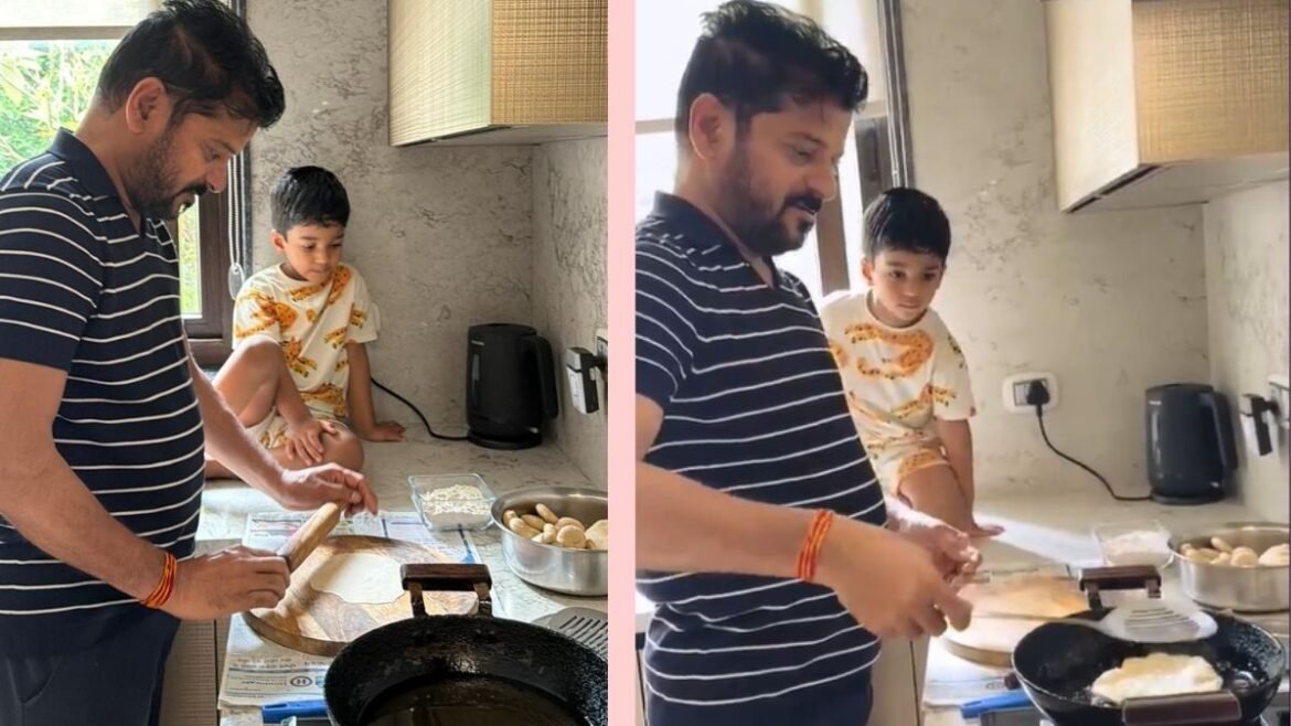 మనవడి కోరిక తీర్చిన సీఎం. "తాత.. నువ్వు పూరీలు వేస్తేనే తింటా" | సీఎం రేవంత్ రెడ్డి మనవడి కోసం పూరిళ్లు: తెలంగాణ సీఎం కుటుంబ క్షణాల స్వీట్ వీడియో వైరల్
